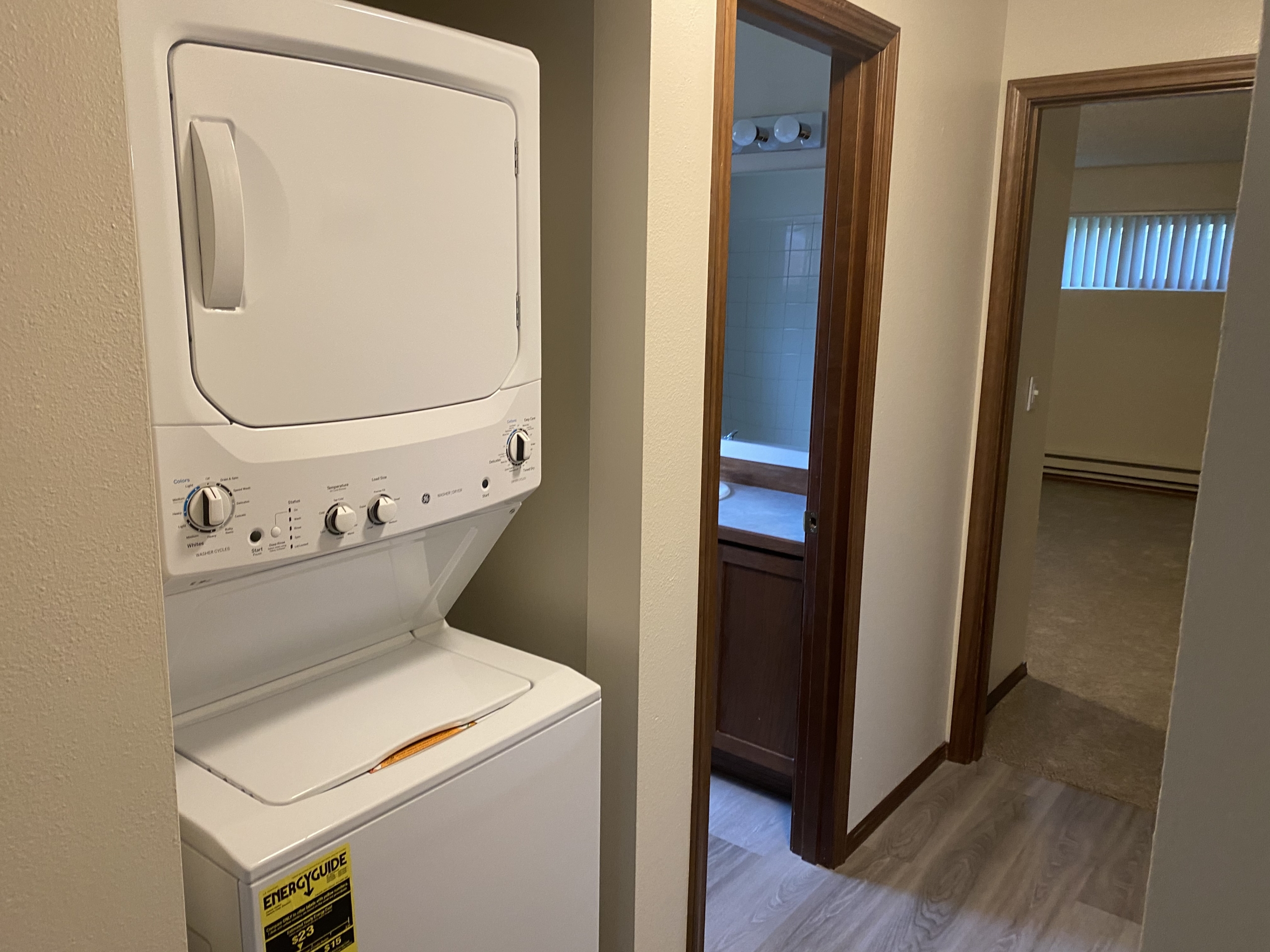 hallway of Dorn apartments with washer/dryer