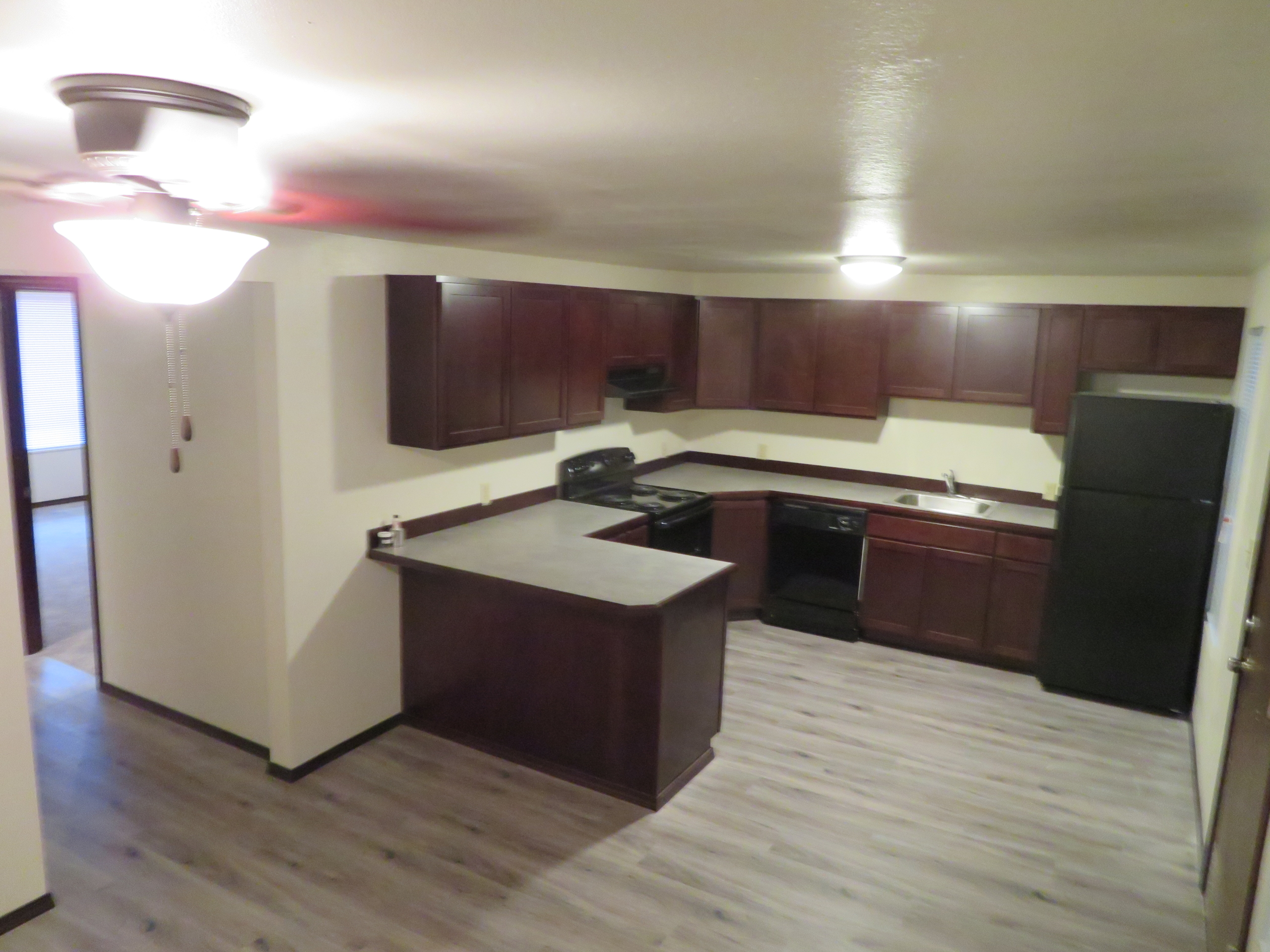 Kitchen inside apartment of Hoyt apartments