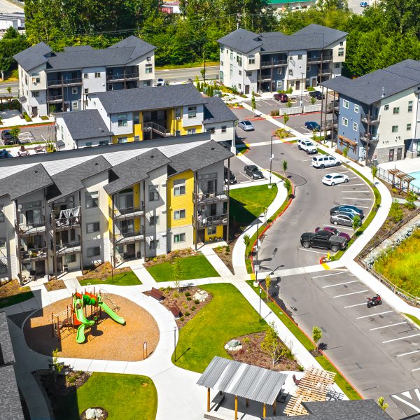 Aerial view of Centennial park apartments , Arlington, WA